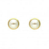 PENDIENTES PERLA BOTON CON FILO EN ORO