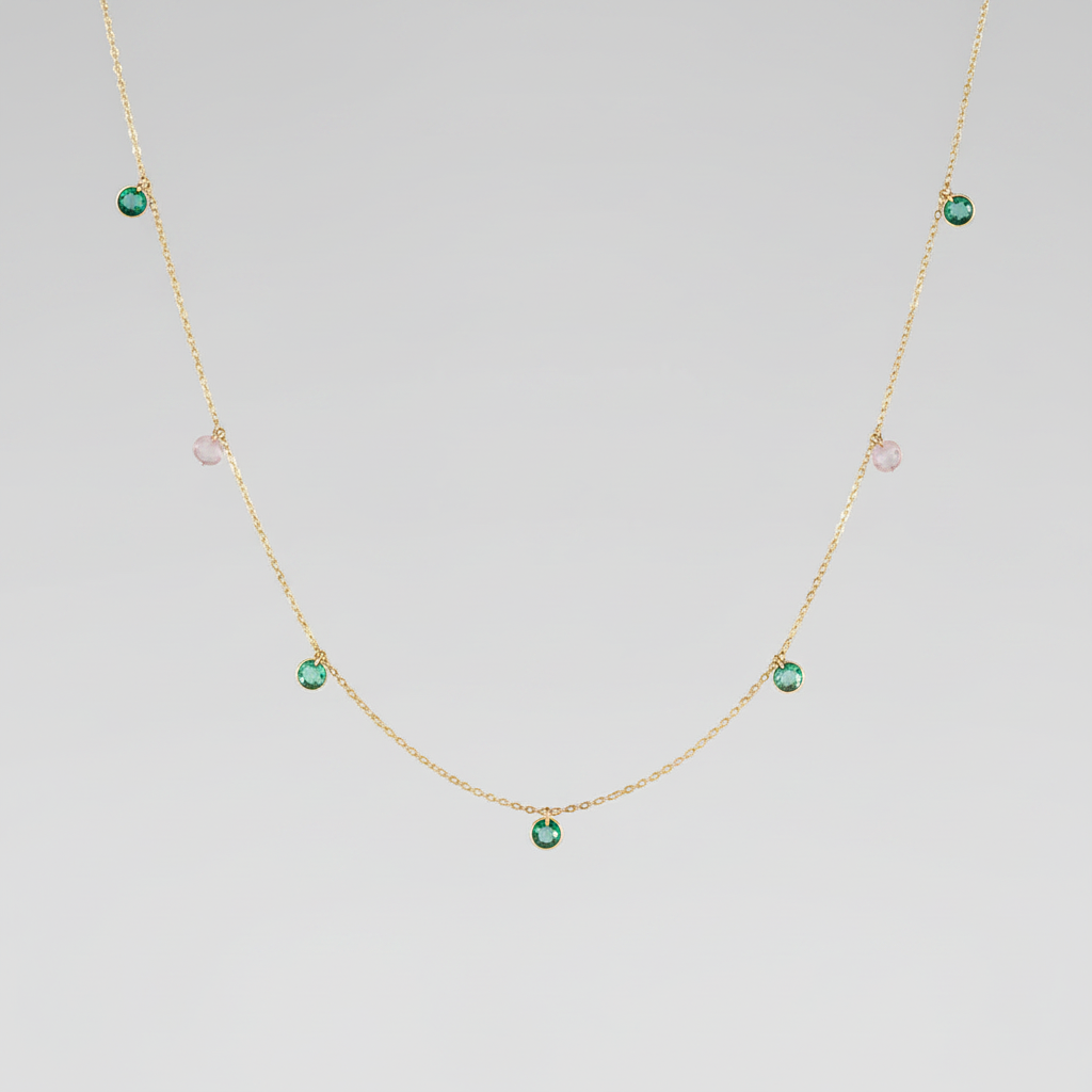 COLLAR MULTIPIEDRAS ORO