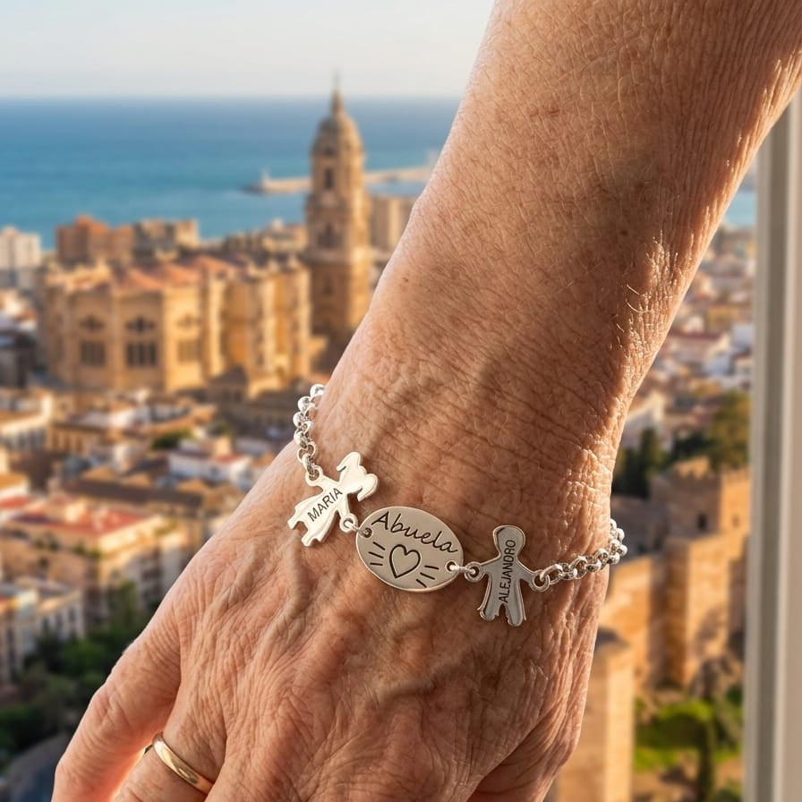 PULSERA ABUELA O MAMÁ CON COLGANTE 2 NIÑOS