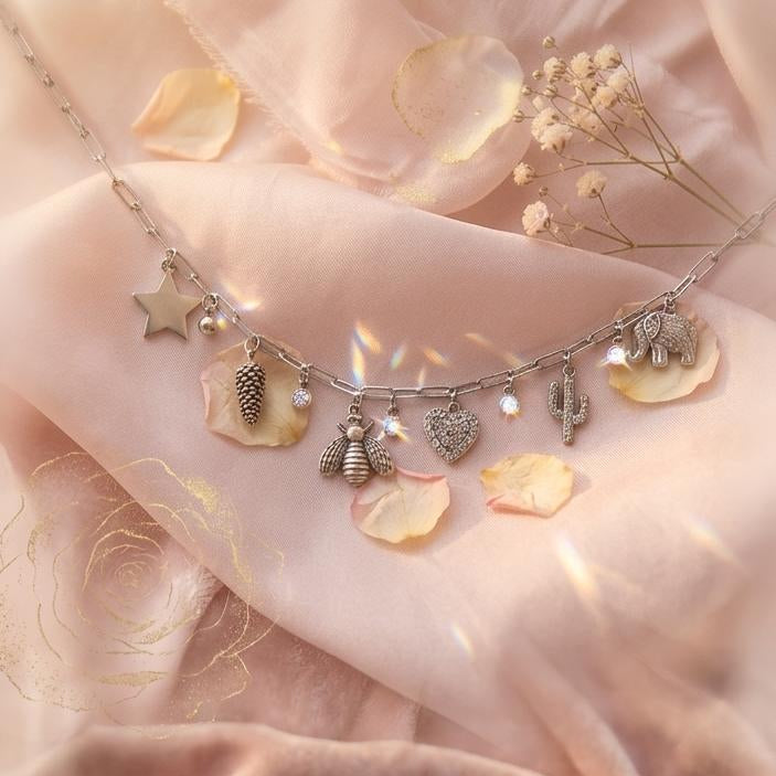 COLLAR MULTICOLGANTES DE PLATA CON CIRCONITAS