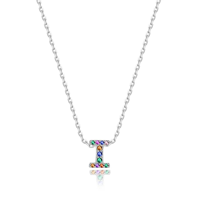 MINI INICIALES PLATA CIRCONITAS MULTICOLOR