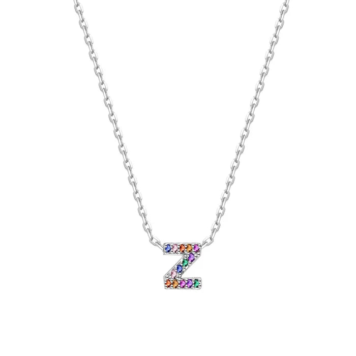 MINI INICIALES PLATA CIRCONITAS MULTICOLOR