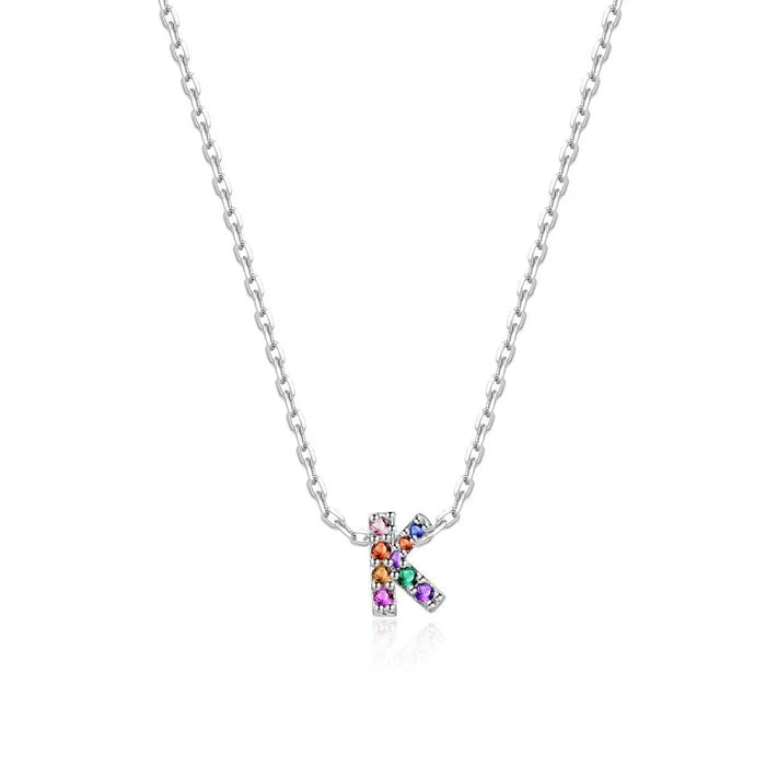MINI INICIALES PLATA CIRCONITAS MULTICOLOR