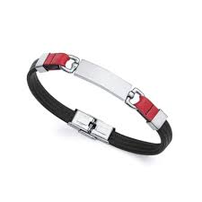 Pulsera Magnum de nailon y piel rojo 14011P01010