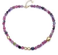 Collar Chic de acero Ip dorado con piedras naturales multicolor REF: 14077C09019