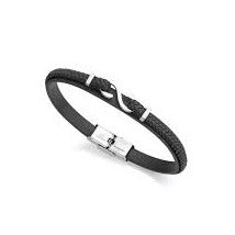 Pulsera Magnum De Acero Y Piel Negra 14012P01010