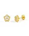 PENDIENTES FLOR CIRCONITAS 18K-P019