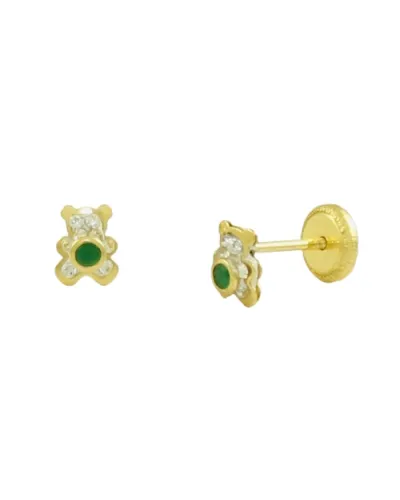 PENDIENTES OSO CIRCONITAS COMBINADA 18K-P217