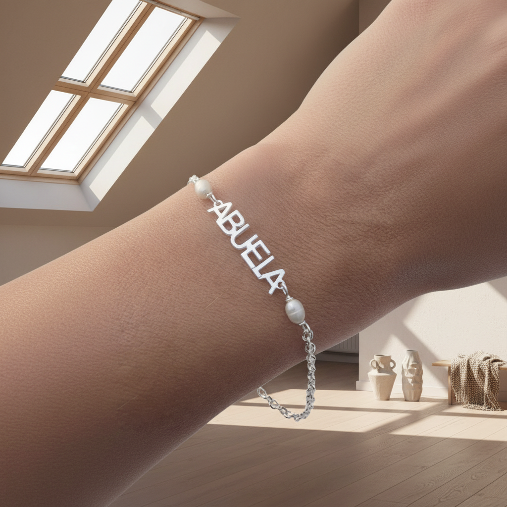 PULSERA NOMBRE CALADO CON PERLAS