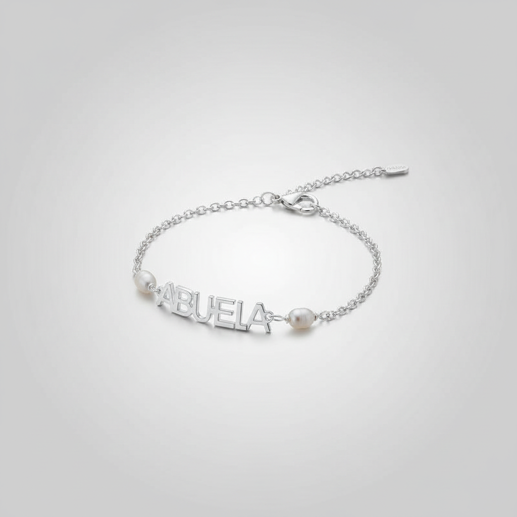PULSERA NOMBRE CALADO CON PERLAS