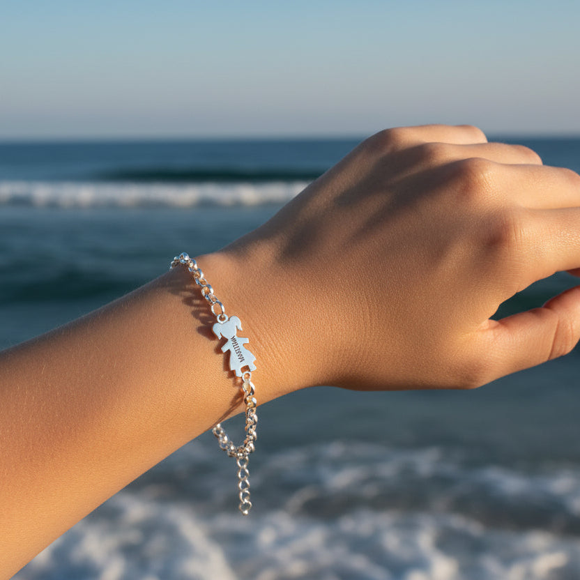 Pulsera Plata de Ley Silueta Niños