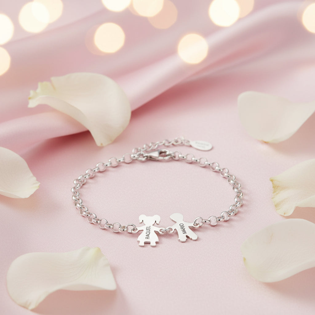 Pulsera Plata de Ley Silueta Niños