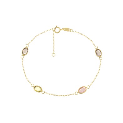 PULSERA CON CIRCONITAS OVALES ROSA -  JPUS59