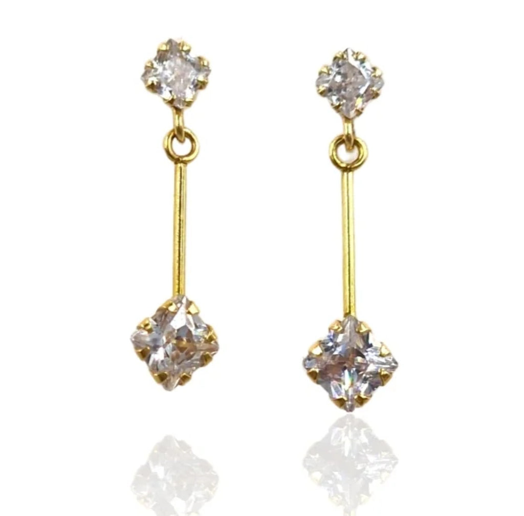 PENDIENTES BARRA ORO Y CIRCONITAS