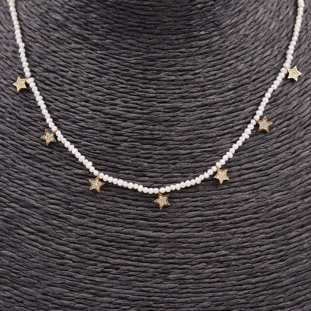 COLLAR DORADO PERLITAS Y ESTRELLAS