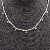 COLLAR ACERO DORADO PERLITAS Y ESTRELLAS