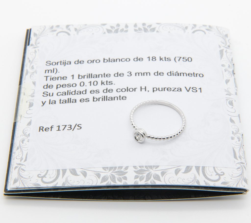 ANILLO SOLITARIO  DIAMANTE AN034D/18K