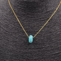 COLLAR ACERO DORADO Y DONA COLOR TURQUESA