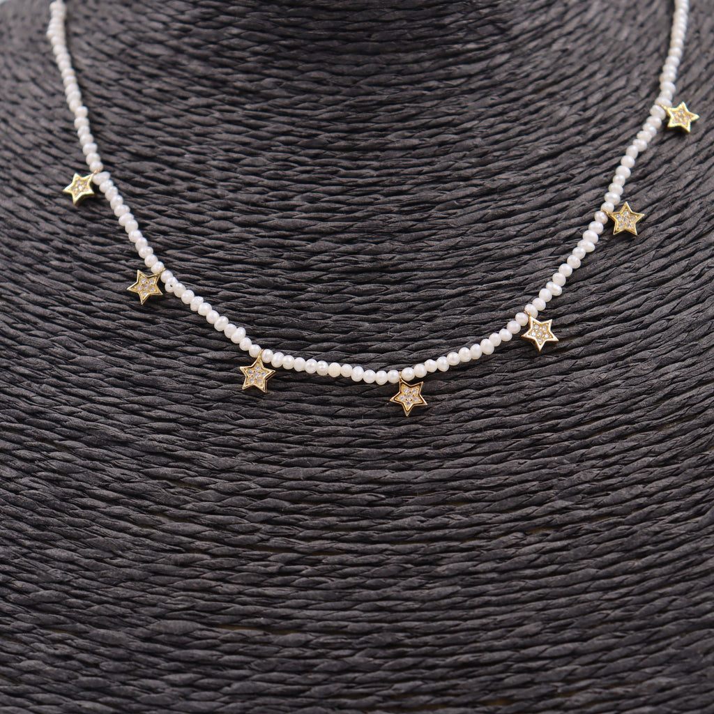 COLLAR DORADO PERLITAS Y ESTRELLAS