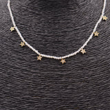 COLLAR ACERO DORADO PERLITAS Y ESTRELLAS