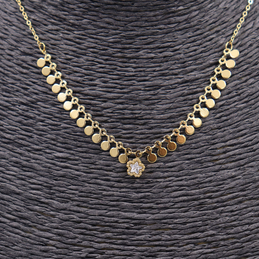 COLLAR ACERO DORADO PERLITAS Y ESTRELLAS