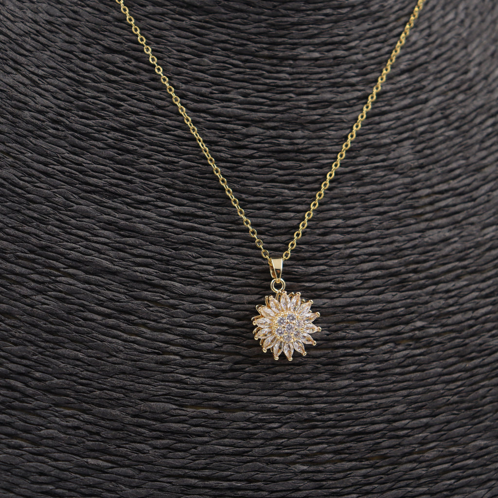 COLLAR ACERO DORADO CIRCONITAS