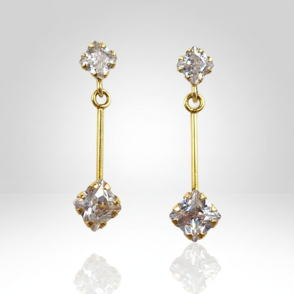 PENDIENTES BARRA ORO Y CIRCONITAS