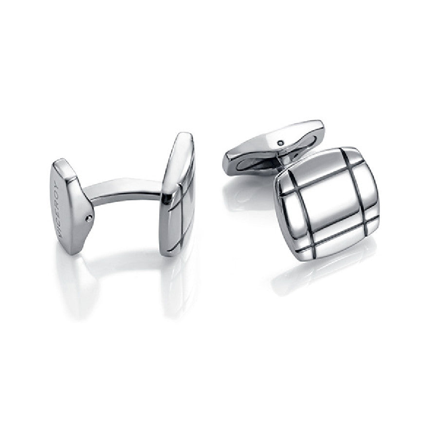 Gemelos de hombre de acero y esmalte negro  6384G01010