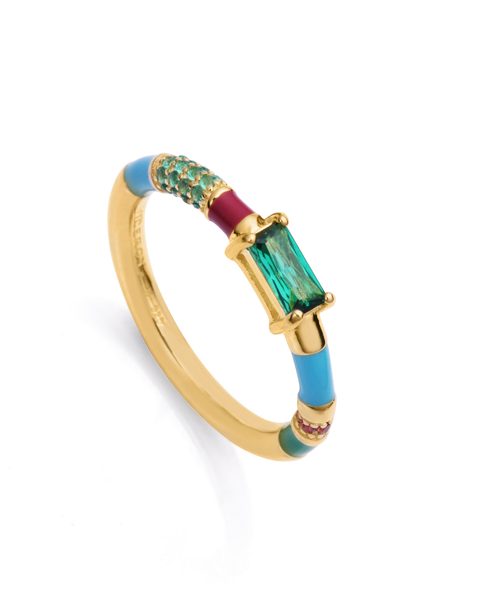 Anillo Plata De Ley Baño Oro Circ Sra Jewels 13141A018-99