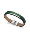 Pulsera de hombre Magnum de acero y piel verde 15079P01016