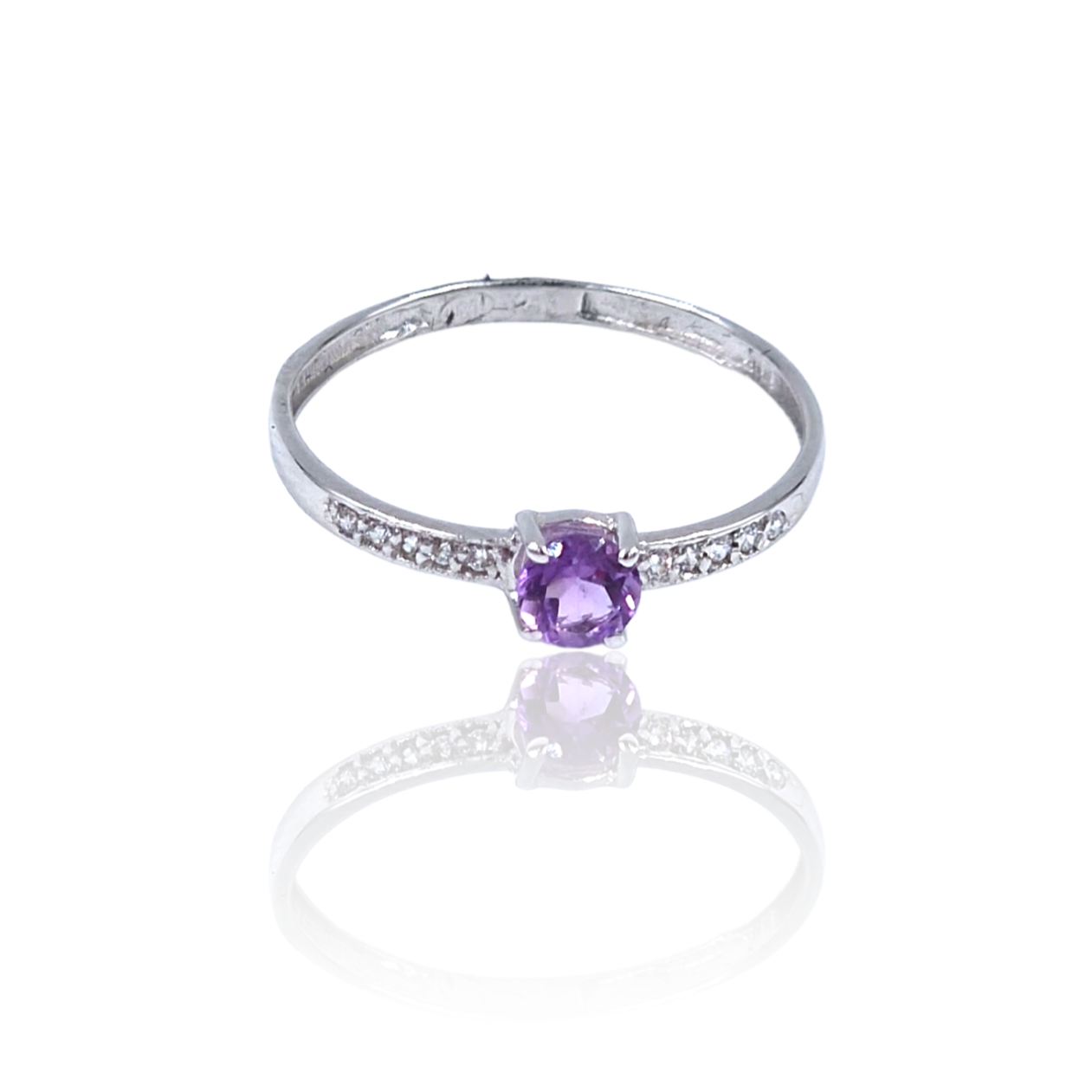 ANILLO MEDIO SIN FIN Y PIEDRA CENTRAL MORADA AN081/18K