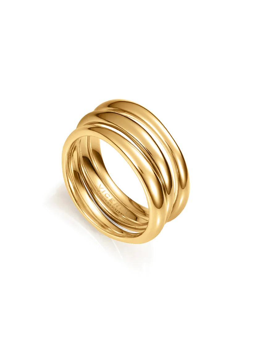 ANILLO AIR DE ACERO DE IP DORADO APILABLE DE TRES PARTES 75288A01412