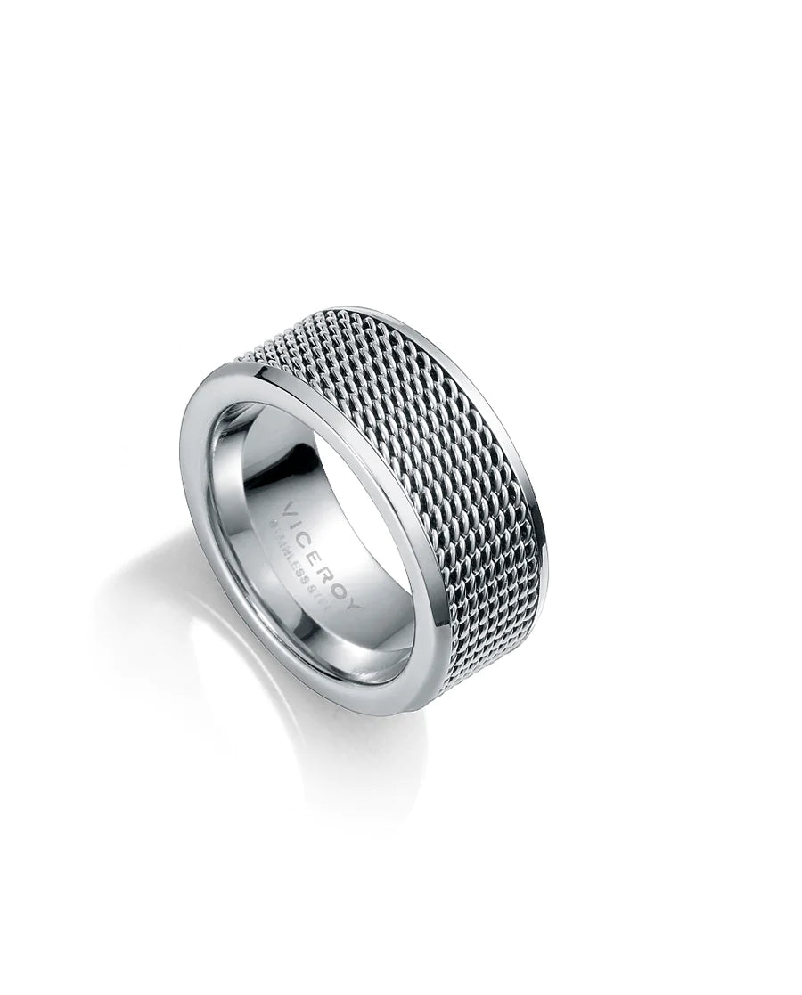 ANILLO DE HOMBRE AIR DE ACERO CON MALLA EN EL CENTRO 75153A02000