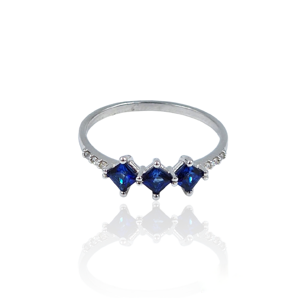 ANILLO ZAFIROS Y BRILLANTES VFS006