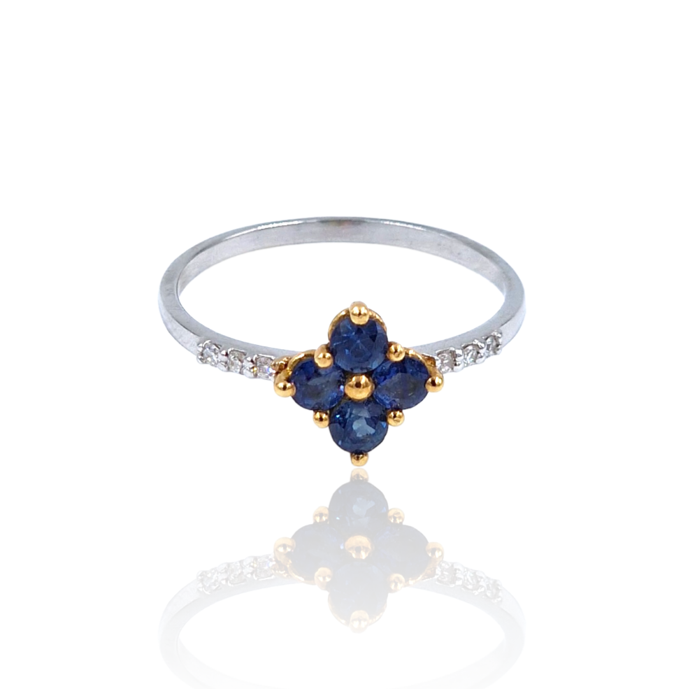 ANILLO BRILLANTES Y ZAFIROS VF009