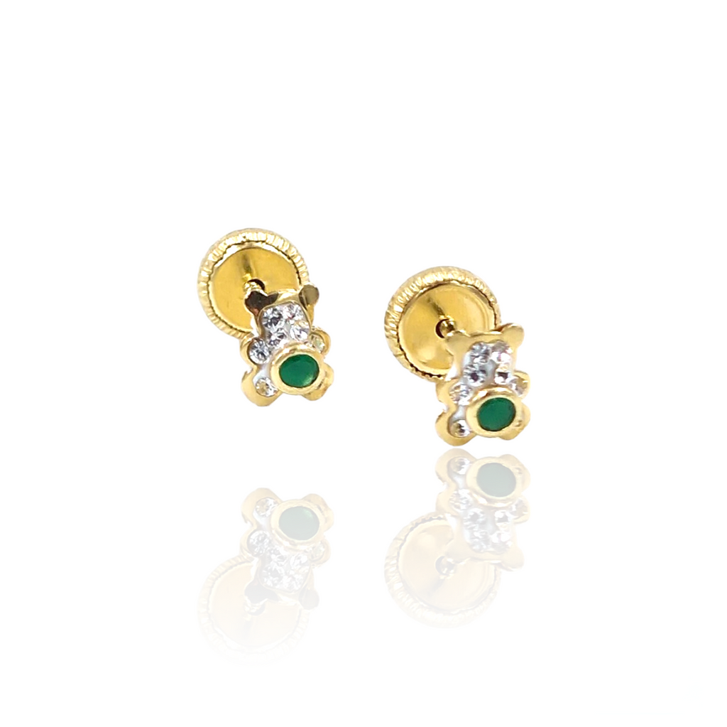 PENDIENTES OSO CIRCONITAS COMBINADA 18K-P217