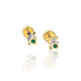 PENDIENTES OSO CIRCONITAS ORO 18K