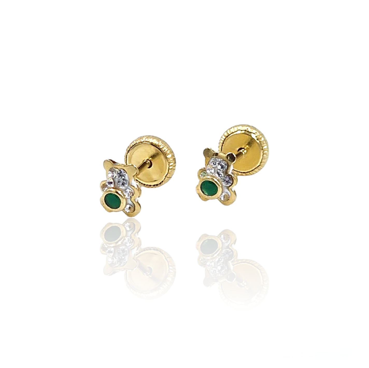 PENDIENTES OSO CIRCONITAS COMBINADA 18K-P217