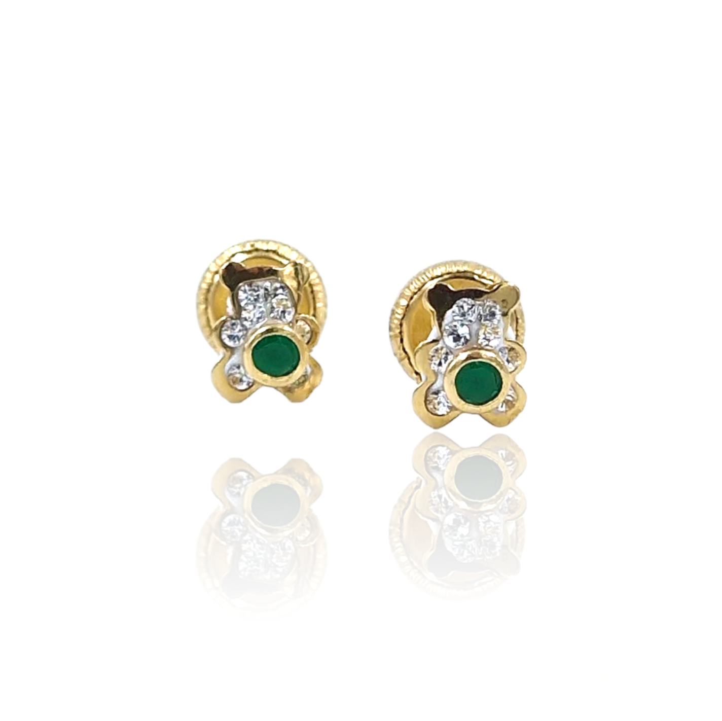 PENDIENTES OSO CIRCONITAS COMBINADA 18K-P217