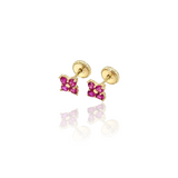 PENDIENTES FLOR CIRCONITAS ORO 18K