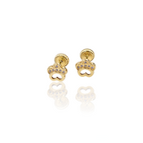 PENDIENTES HUELLAS CIRCONITAS ORO 18K