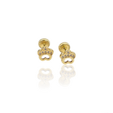 PENDIENTES HUELLAS CIRCONITAS ORO 18K