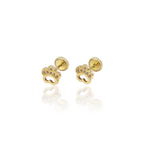 PENDIENTES HUELLAS CIRCONITAS ORO 18K