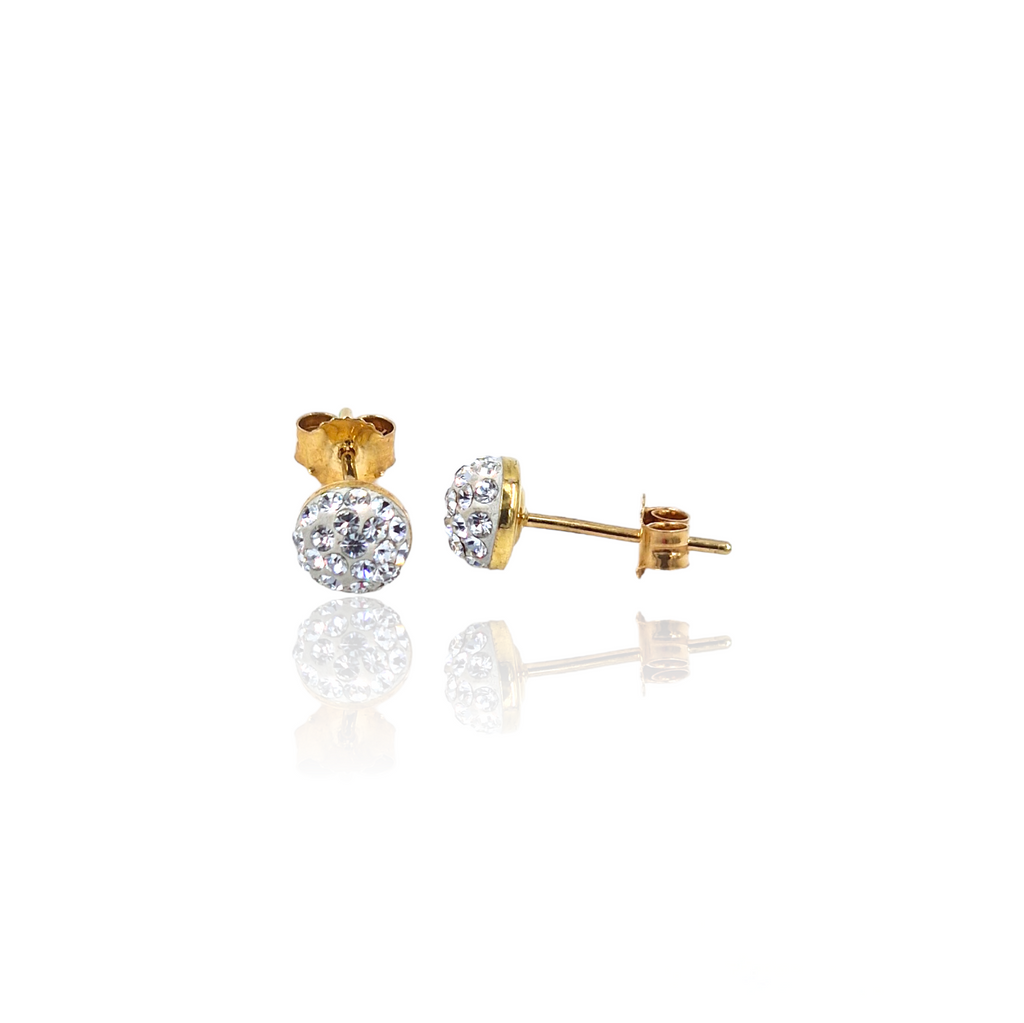 PENDIENTES MEDIA BOLA MICROCIRCONITAS ORO 18K