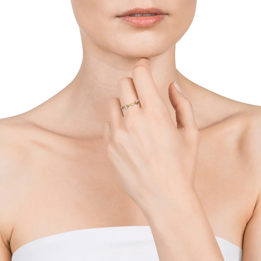 Anillo Plata De Ley Baño Oro Circ Sra Jewels 13133A014-32