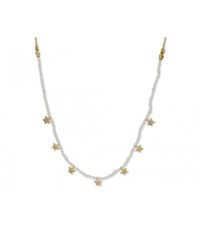 Collar micro perlas estrella MED017CL-D