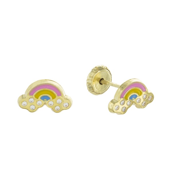 PENDIENTE ESMALTE ARCO IRIS MULTIPIEDRA